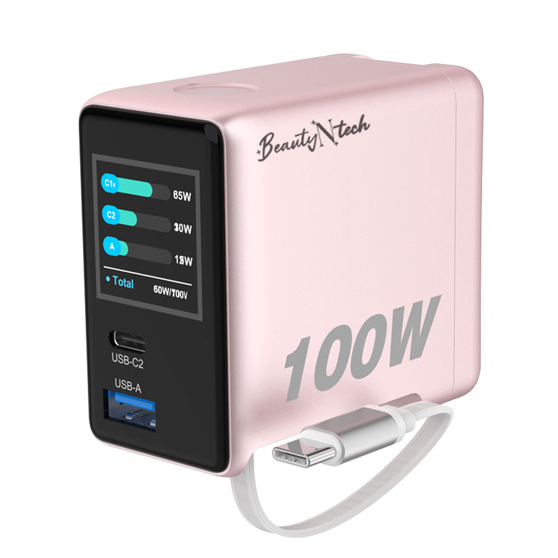 USB Charger 100W 3 Ports Fast Charging With Screen